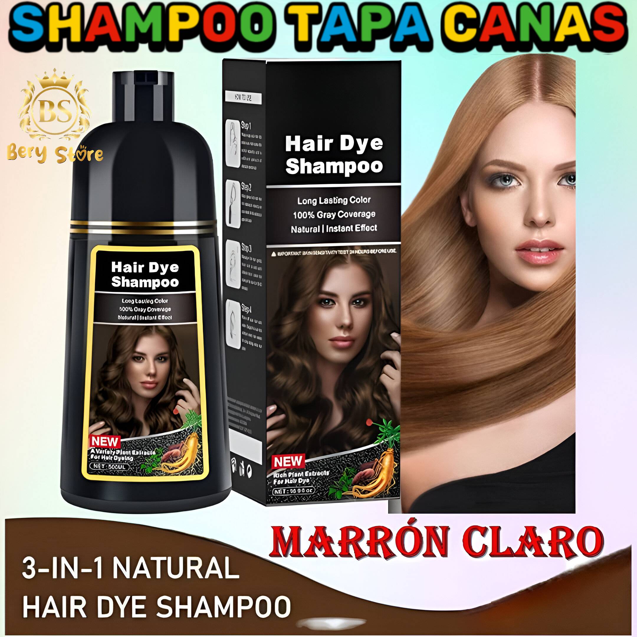SHAMPOO CUBRE CANAS MARRON CLARO / SHAMPOO TAPA CANAS / SHAMPOO TINTE  Foto 7279478-4.jpg