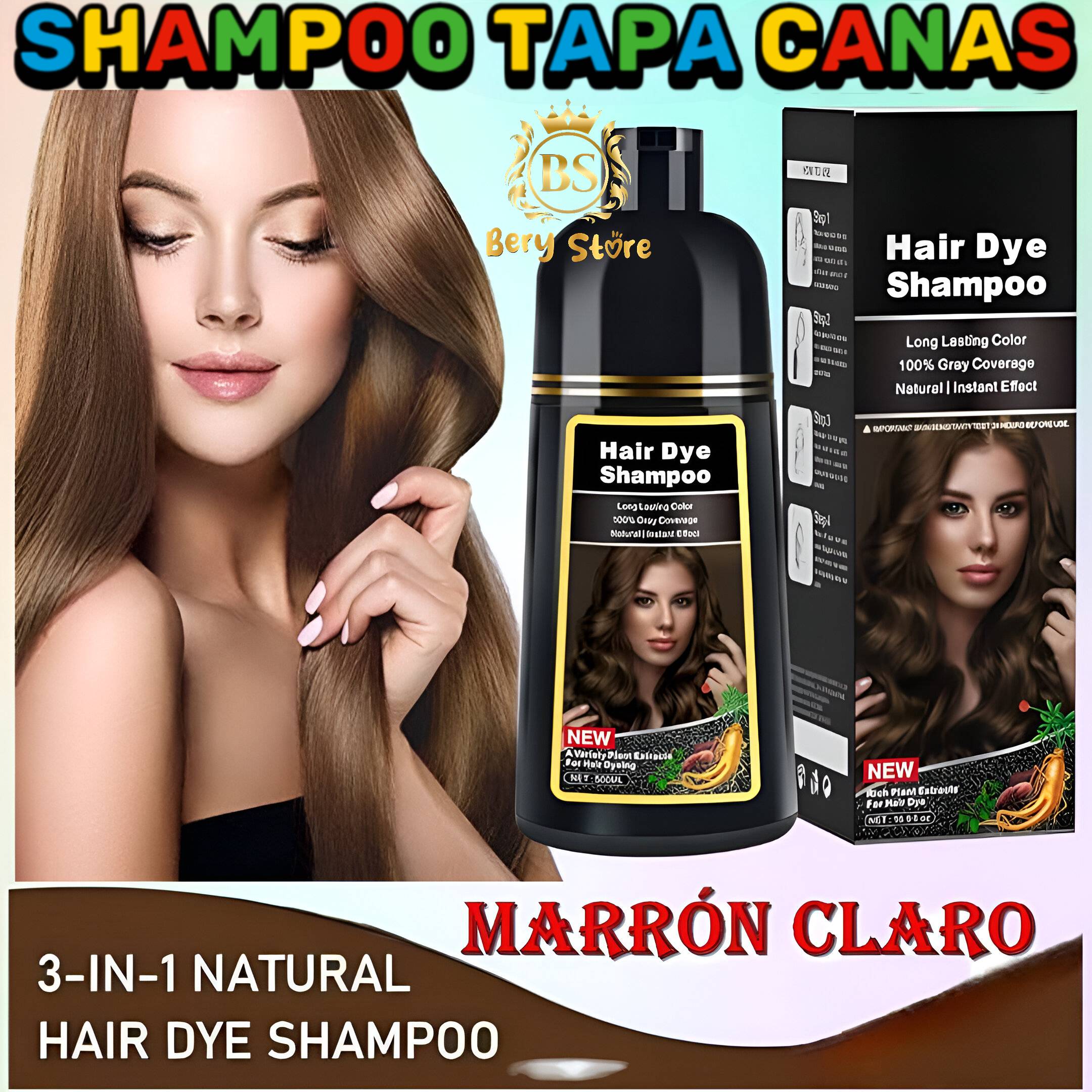 SHAMPOO CUBRE CANAS MARRON CLARO / SHAMPOO TAPA CANAS / SHAMPOO TINTE  Foto 7279478-5.jpg