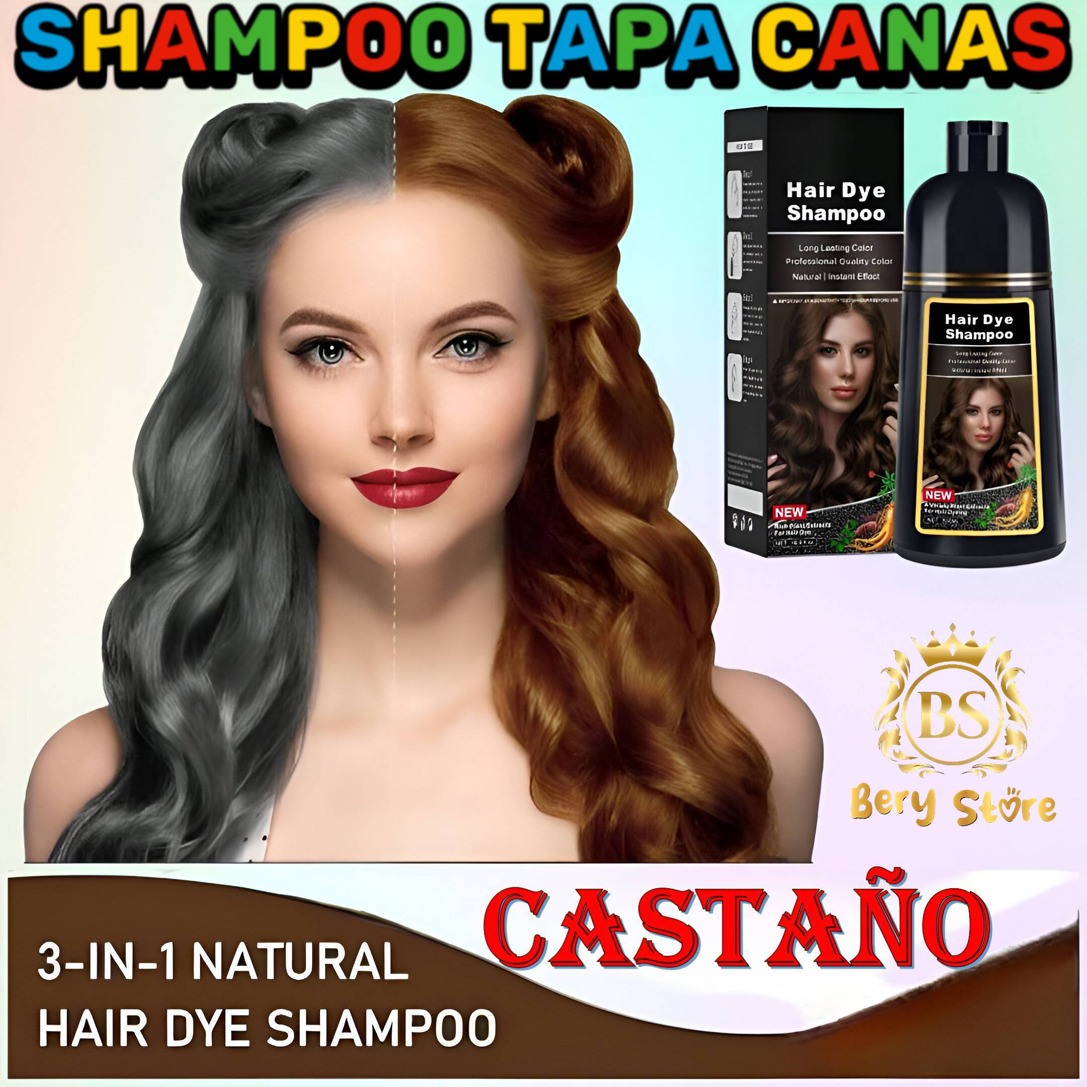 SHAMPOO CUBRE CANAS CASTAÑO / SHAMPOO TAPA CANAS / SHAMPOO TINTE / CHA Foto 7279479-1.jpg