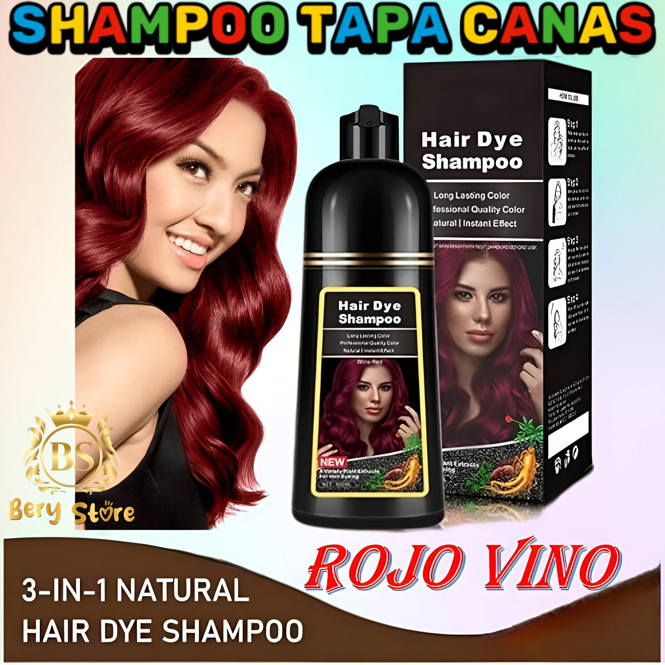 SHAMPOO CUBRE CANAS ROJO VINO / SHAMPOO TAPA CANAS / SHAMPOO TINTE / C Foto 7279480-1.jpg