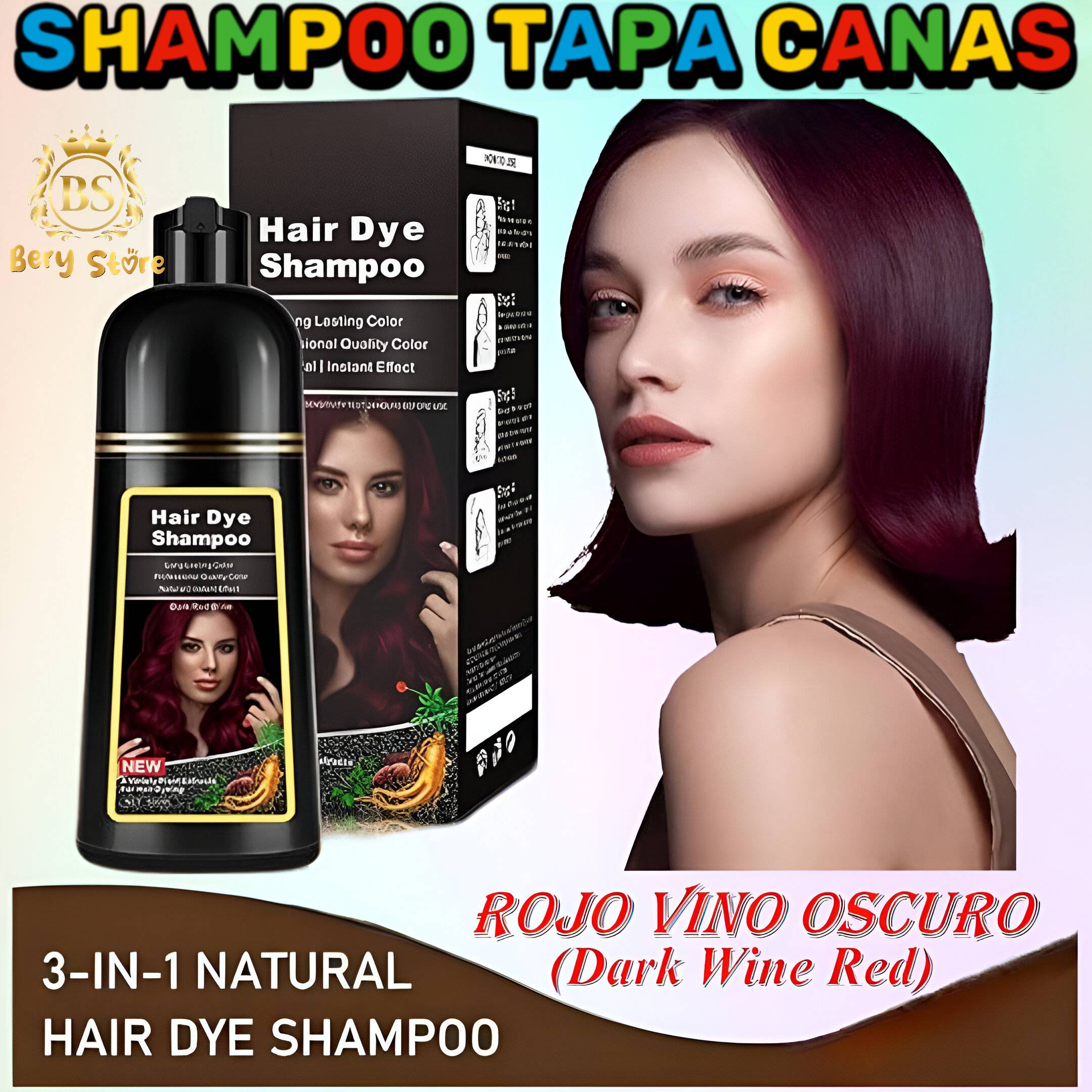 SHAMPOO CUBRE CANAS ROJO VINO OSCURO/ SHAMPOO TAPA CANAS / SHAMPOO TIN Foto 7279481-1.jpg