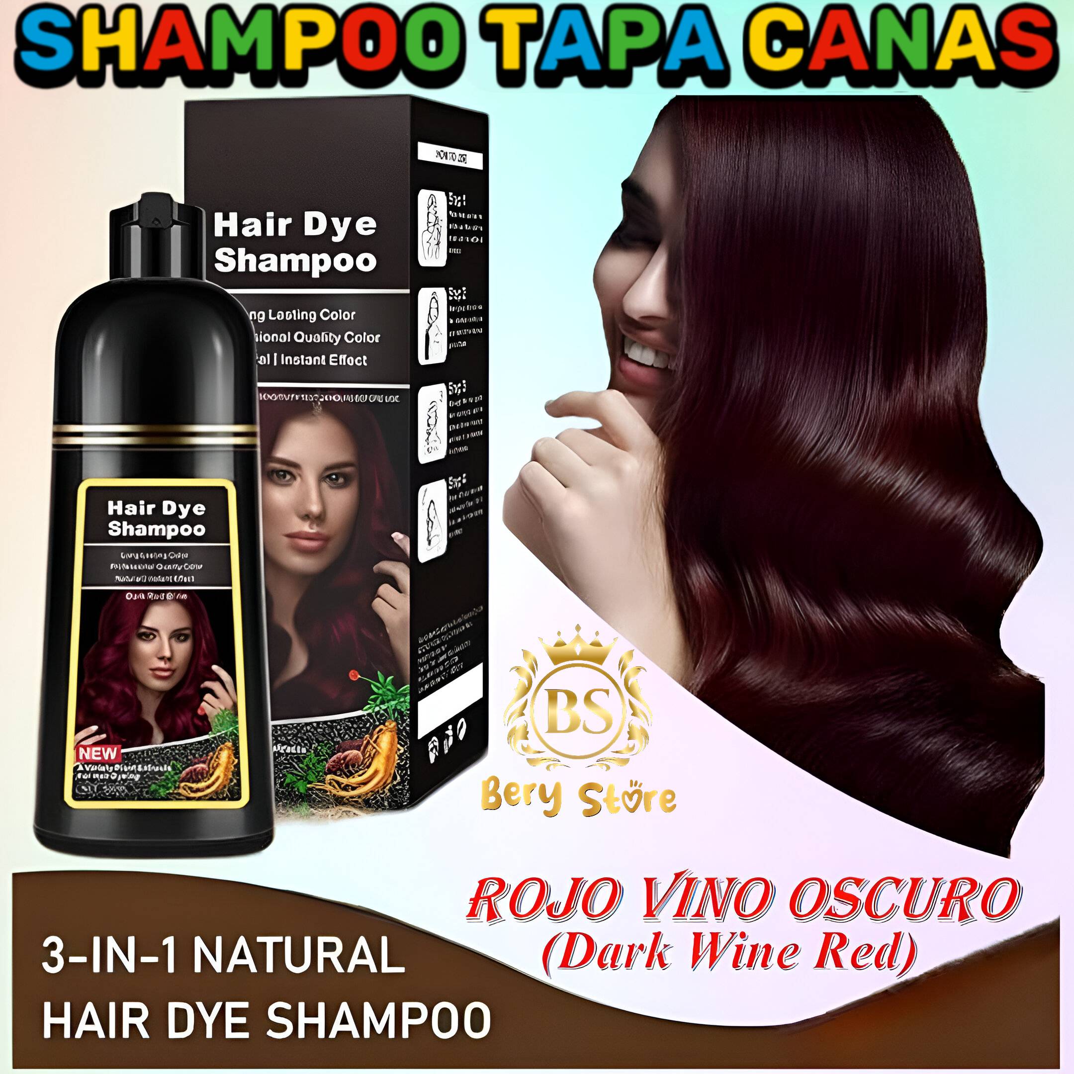 SHAMPOO CUBRE CANAS ROJO VINO OSCURO/ SHAMPOO TAPA CANAS / SHAMPOO TIN Foto 7279481-2.jpg