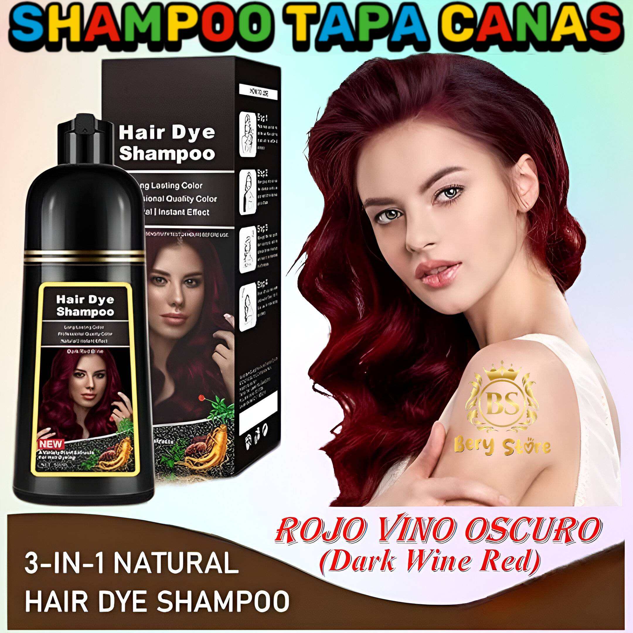 SHAMPOO CUBRE CANAS ROJO VINO OSCURO/ SHAMPOO TAPA CANAS / SHAMPOO TIN Foto 7279481-3.jpg