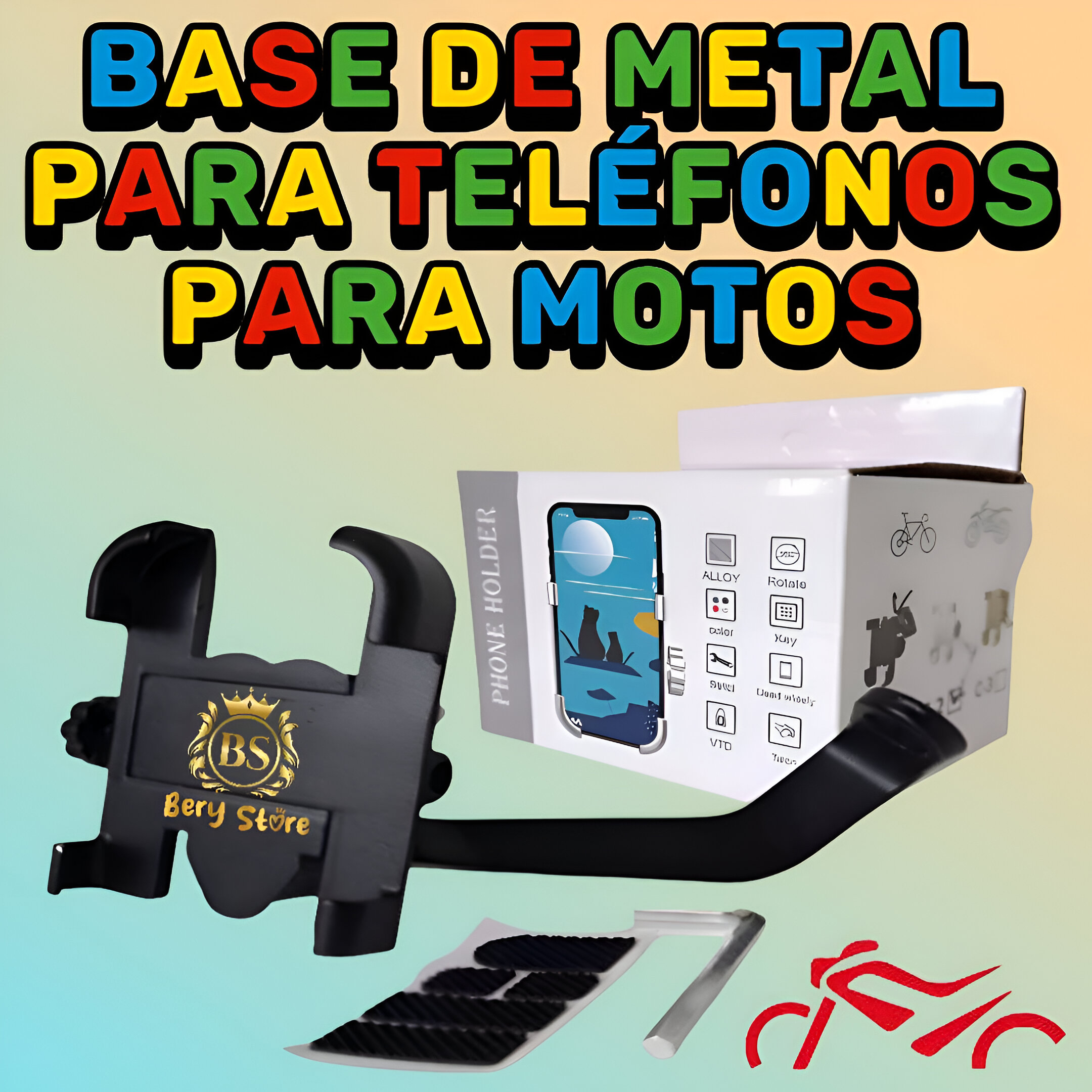SOPORTE DE METAL PARA CELULARES PARA MOTO / BASE DE HIERRO PARA MOTO Foto 7279572-3.jpg