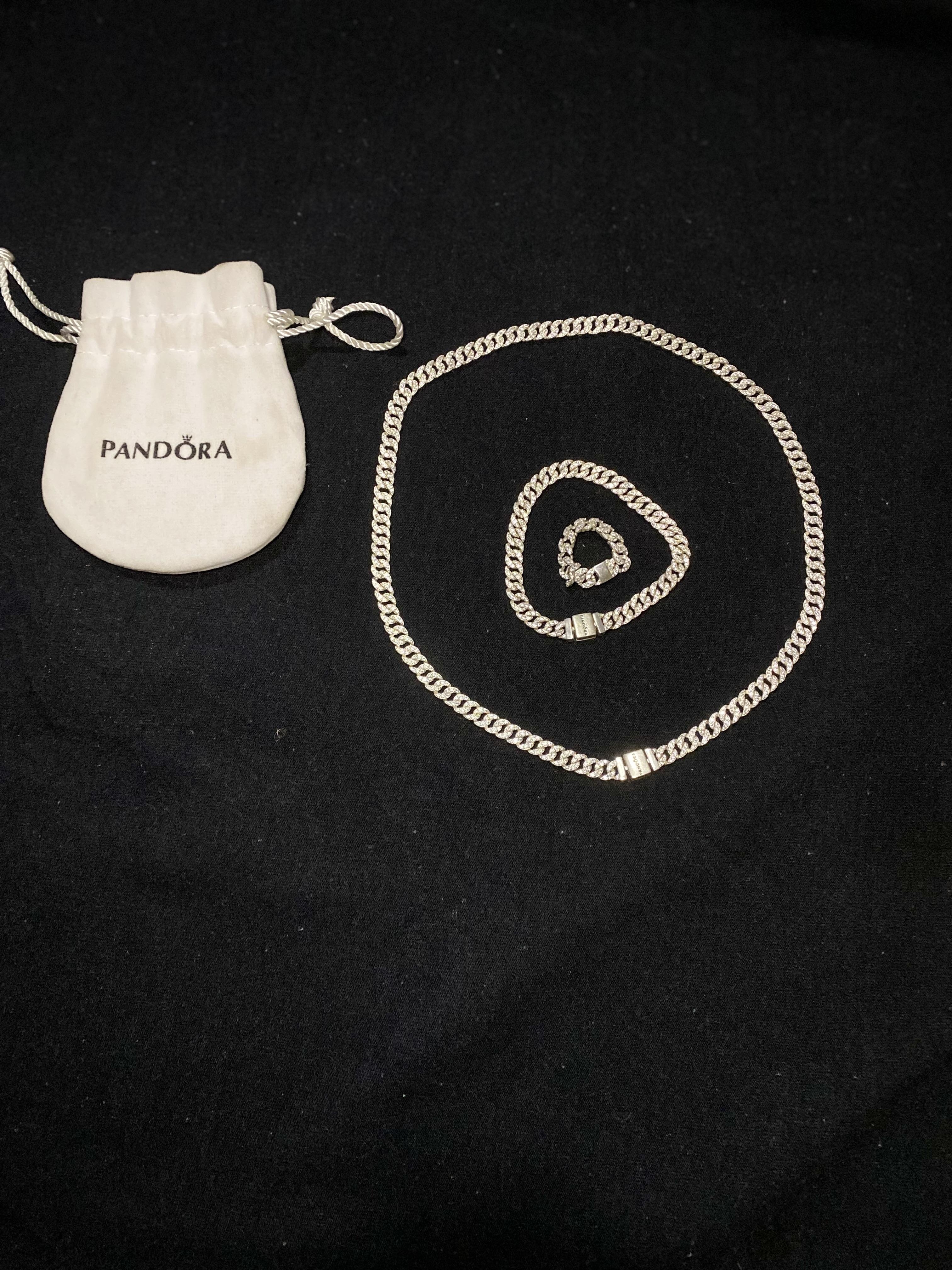  Set Pavé Cuban Chain Estilo Pandora – Cadena  Pulsera  Anillo ???? Foto 7285014-2.jpg