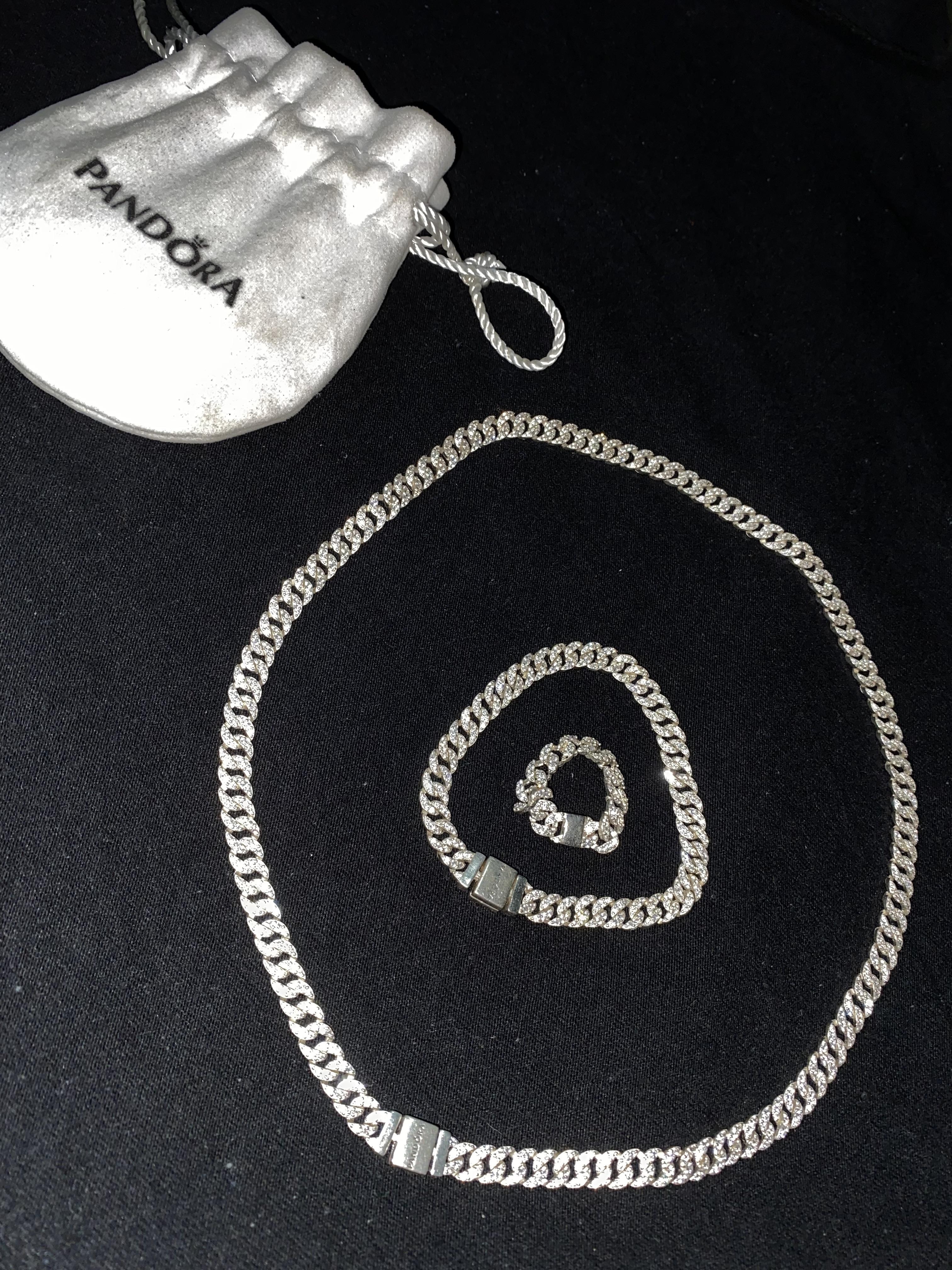  Set Pavé Cuban Chain Estilo Pandora – Cadena  Pulsera  Anillo ???? Foto 7285014-4.jpg
