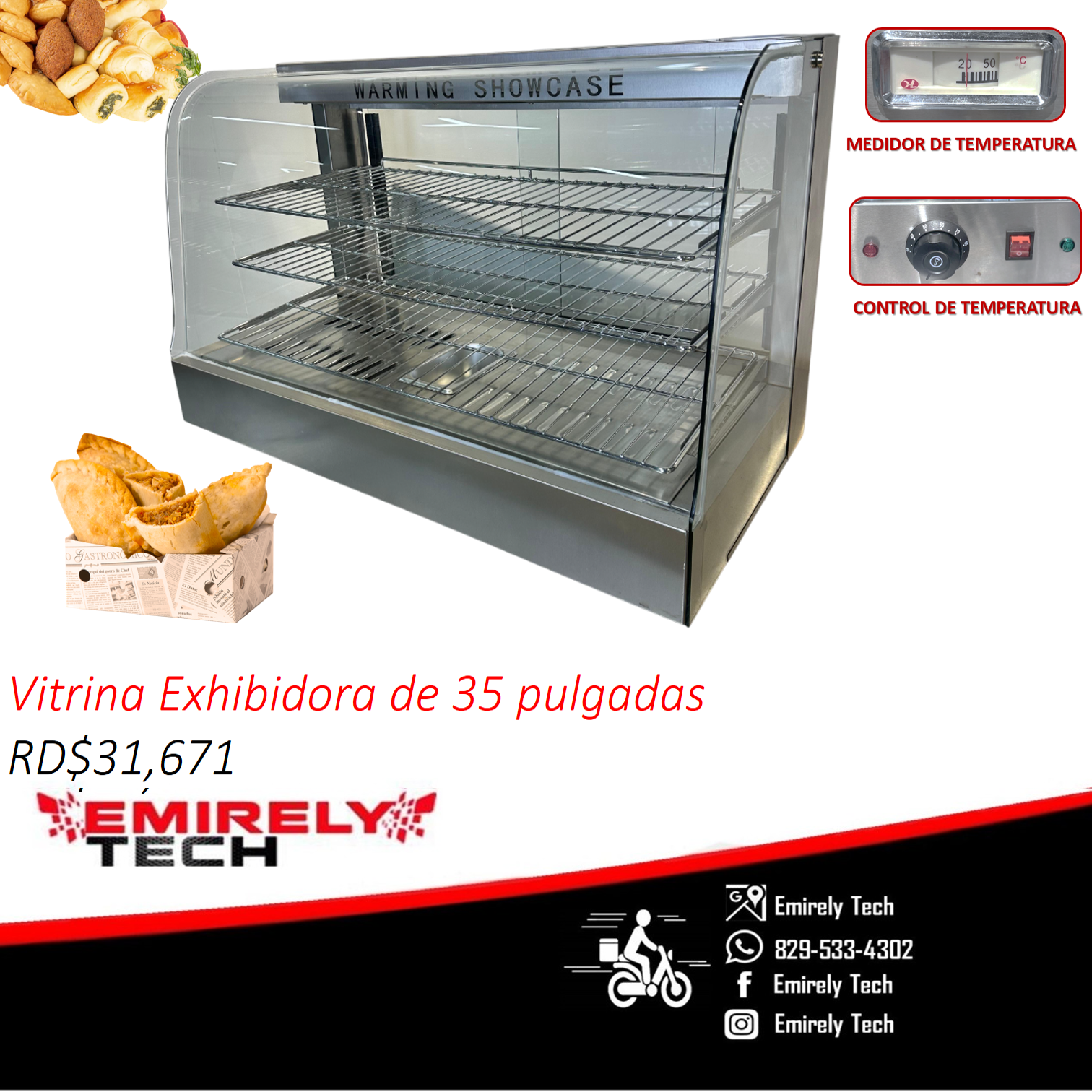 Vitrina exhibidora caliente de 35 pulgadas acero aniquelado Foto 7292088-4.jpg