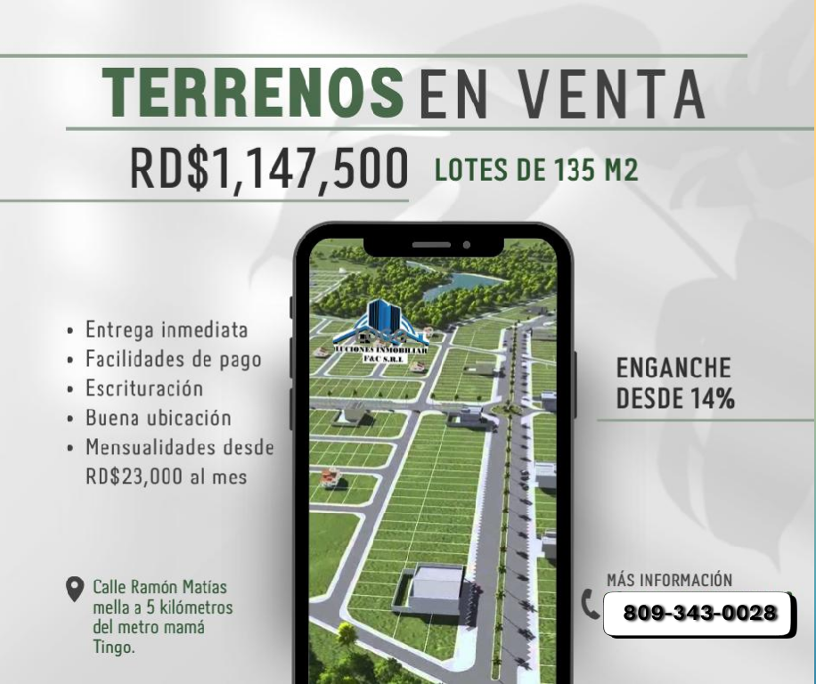 Terrenos en venta desde RD1147500 – Excelente ubicación y facilidades  Foto 7304312-1.jpg
