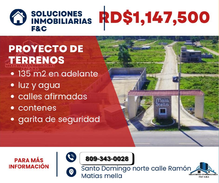 Terrenos en venta desde RD1147500 – Excelente ubicación y facilidades  Foto 7304319-1.jpg