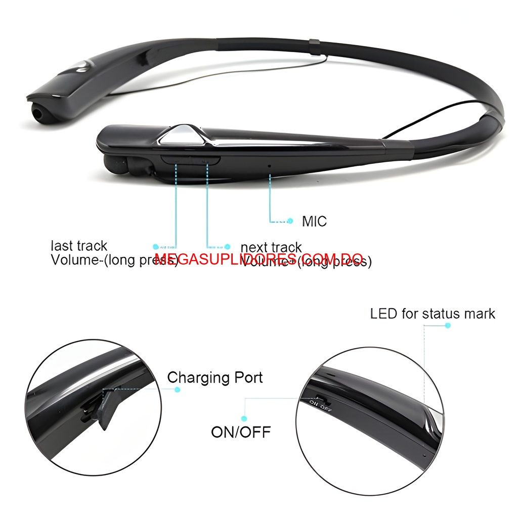  Audífonos Bluetooth Neckband – Inalámbricos Resistentes al Sudor par Foto 7304541-6.jpg