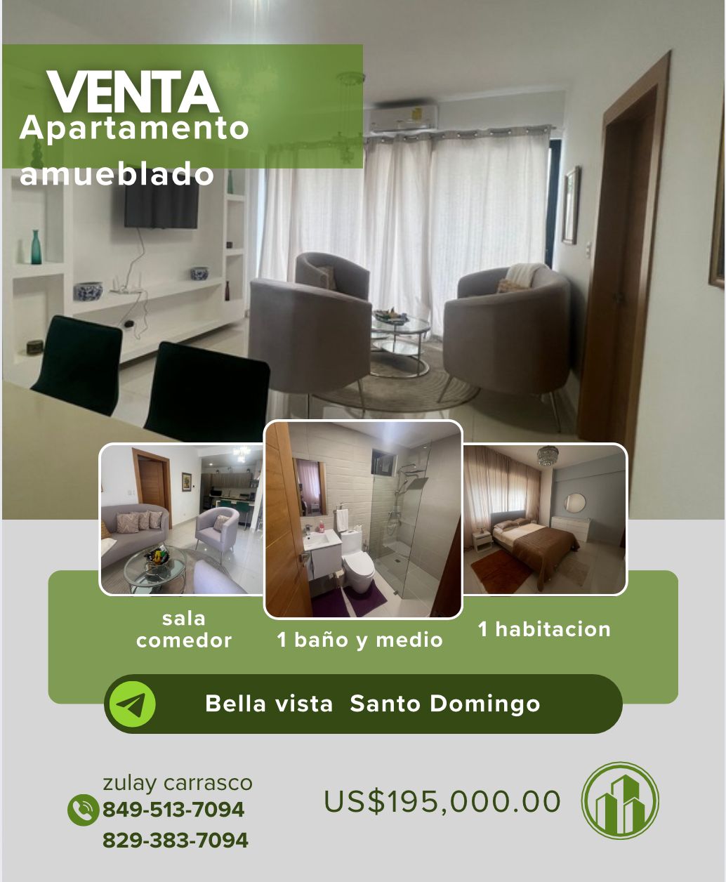 En venta apartamento  Amueblado en Bella Vista Sur –  Santo Domingo  Foto 7305602-1.jpg