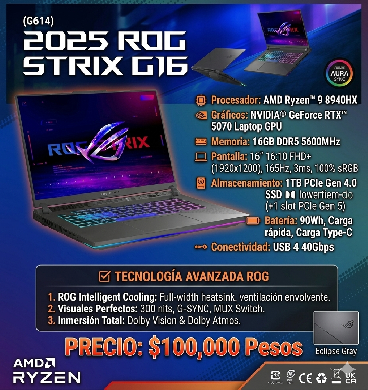 ASUS ROG Strix G16 2025 16” 3ms  en Santo Domingo Oeste Foto 7306683-1.jpg