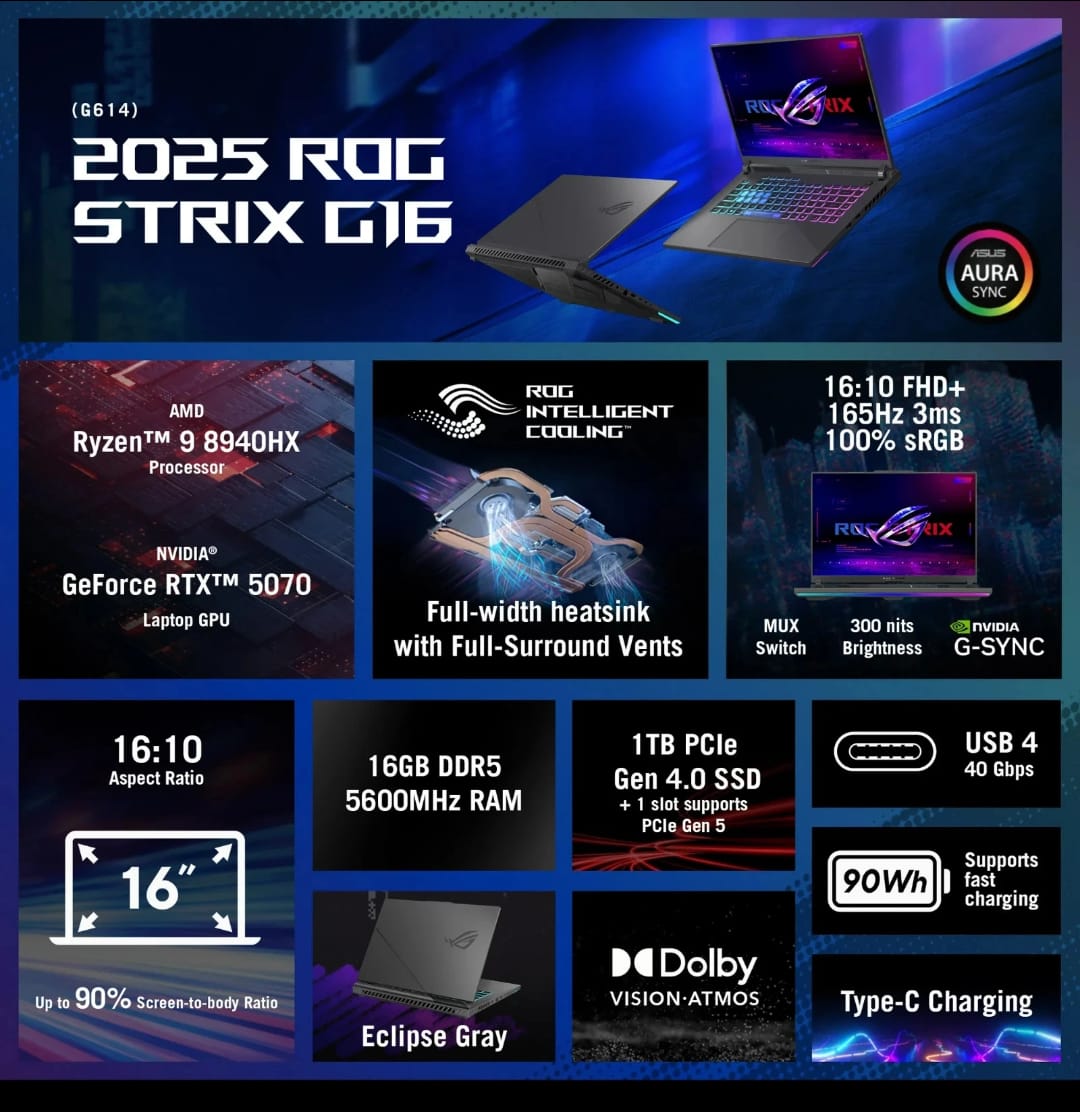 ASUS ROG Strix G16 2025 16” 3ms  en Santo Domingo Oeste Foto 7306683-7.jpg