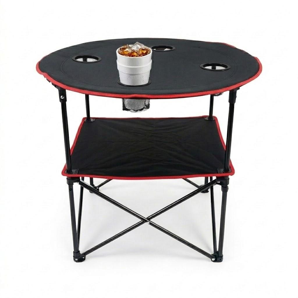Mesa Plegable con Porta-Vasos  Compacta y Fácil de Guardar Foto 7310203-1.jpg