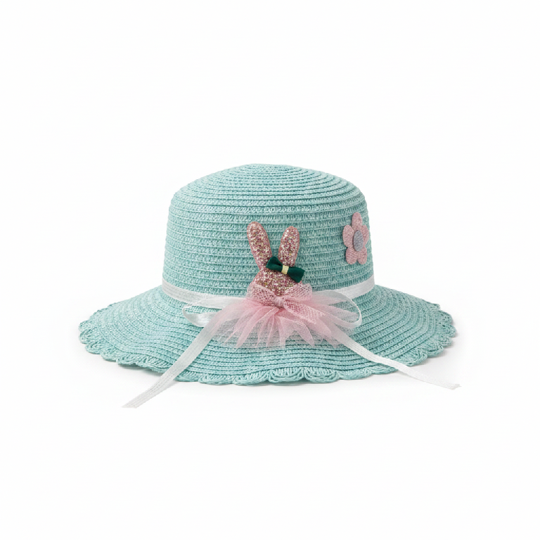 Sombrero de Paja Infantil con Adorno de Conejo Az Azu Azul 1 10 10c 10 Foto 7312369-2.jpg