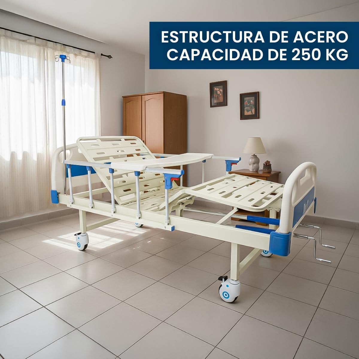 Cama ajustable manual con ruedas y barandas – Entrega inmediata RD Foto 7312480-3.jpg