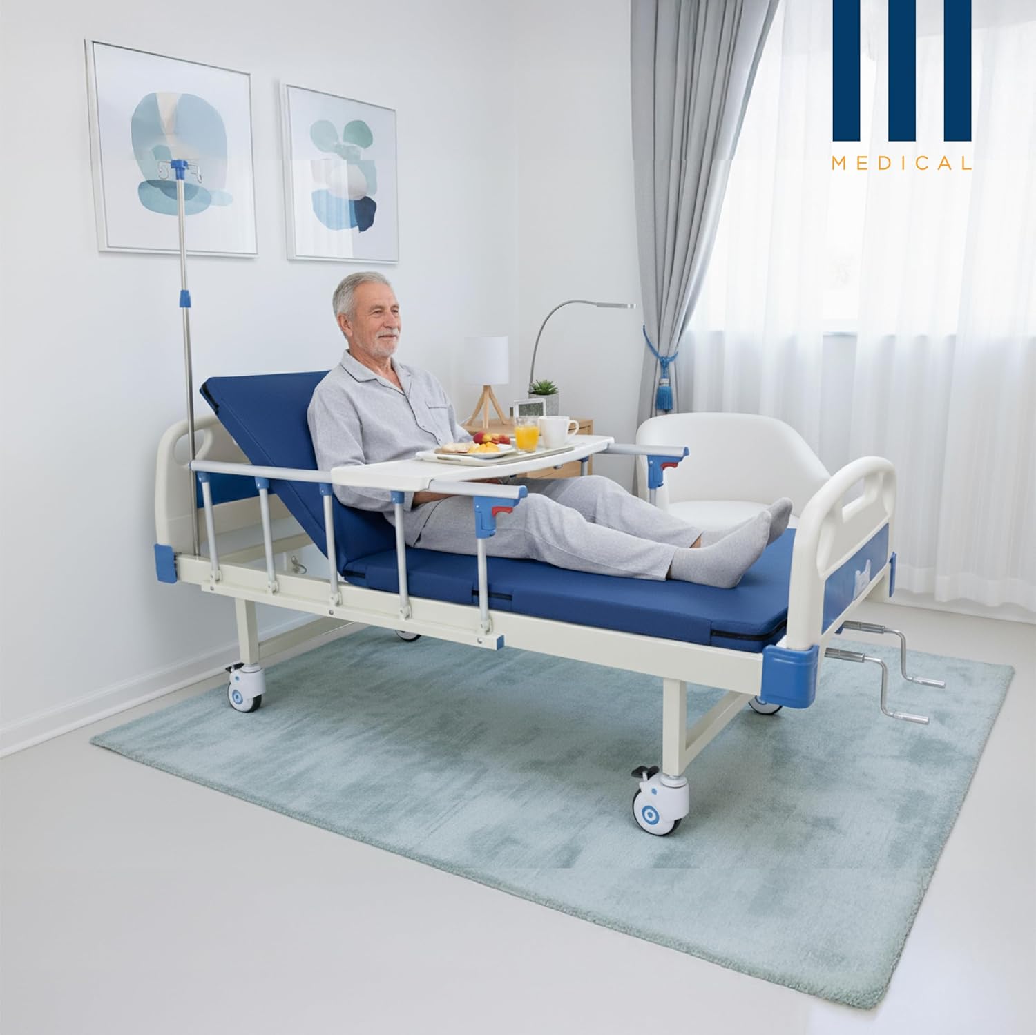 Cama ajustable manual con ruedas y barandas – Entrega inmediata RD Foto 7312480-7.jpg