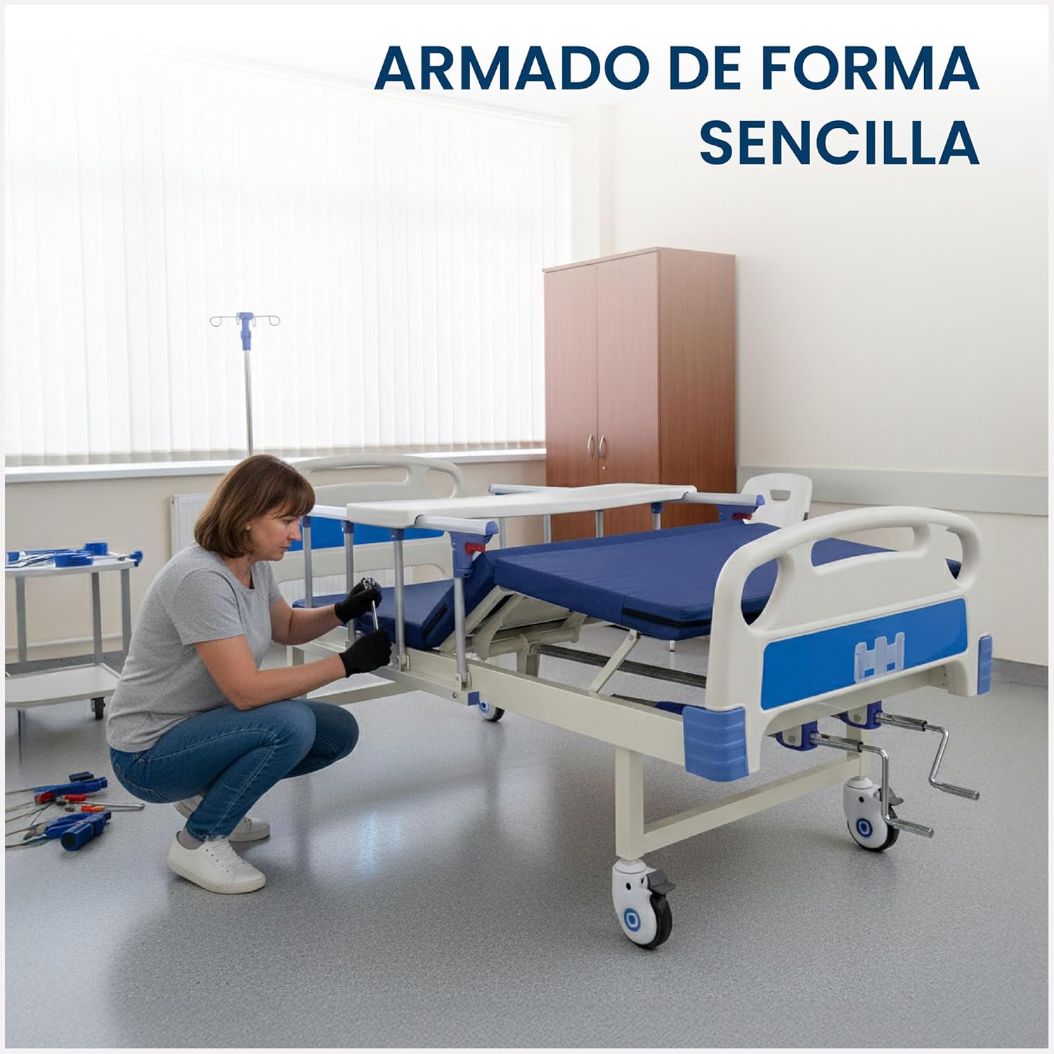 Cama ajustable manual con ruedas y barandas – Entrega inmediata RD Foto 7312480-8.jpg