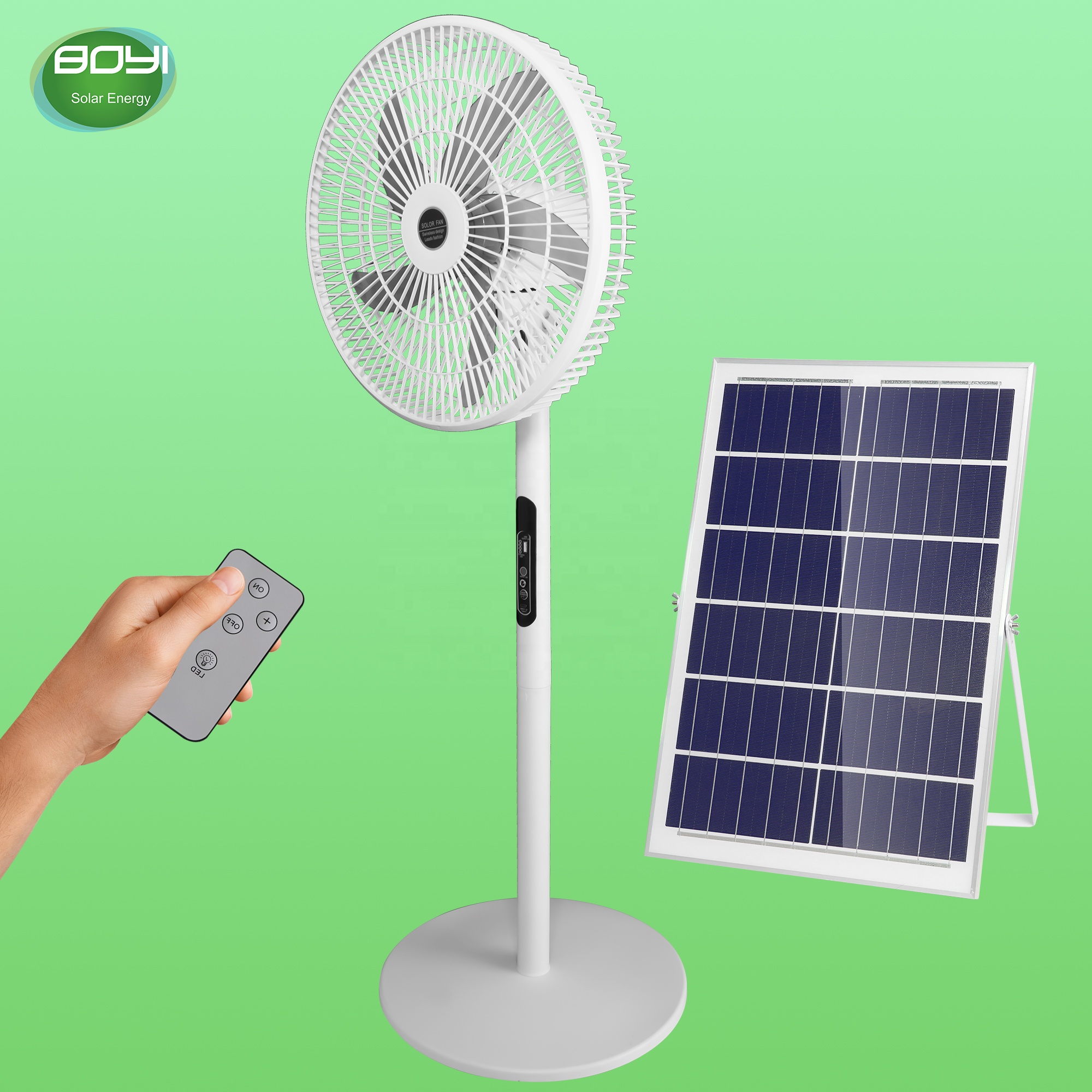 Ventilador solar recargable 16 con panel solar y luz LED – Ideal para  Foto 7313582-3.jpg