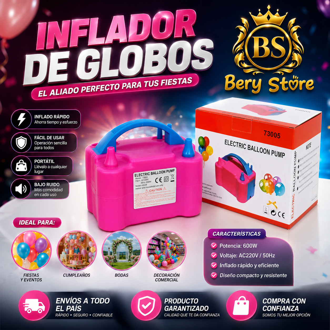 INFLADOR DE GLOBOS ELÉCTRICO - BOMBA ELECTRICA PARA INFLAR GLOBOS Y VE Foto 7313592-4.jpg