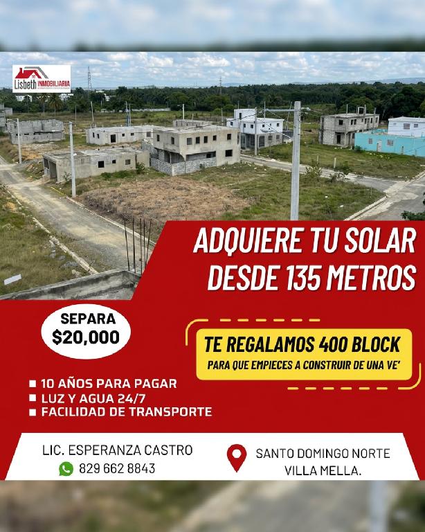 vendo terreno  de 140 mts.  con financiamiento disponible en santo dom Foto 7314637-1.jpg