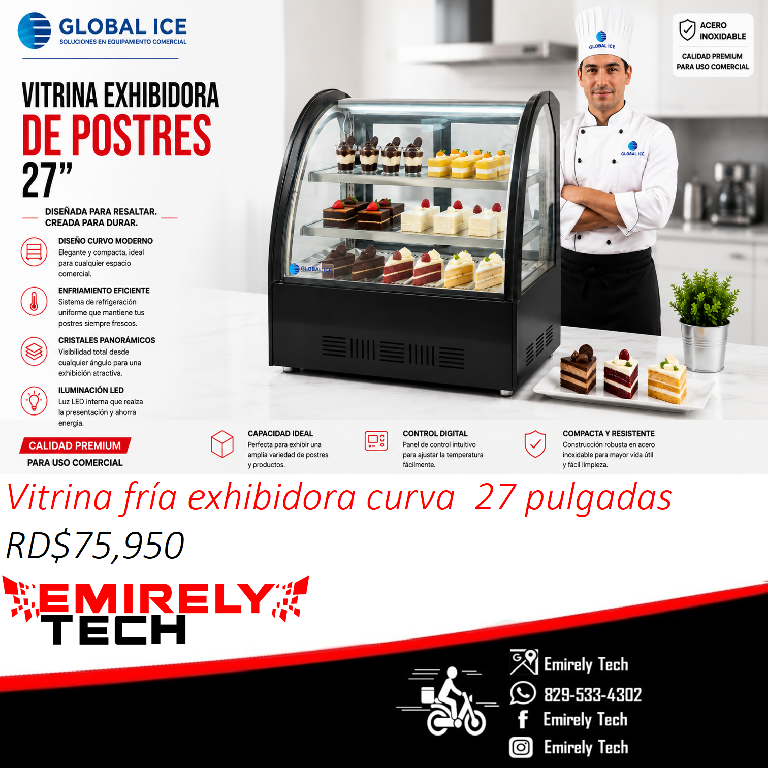 Vitrina exhibidora fria pequeña para postres alimentos frios de 27 pul Foto 7315046-1.jpg