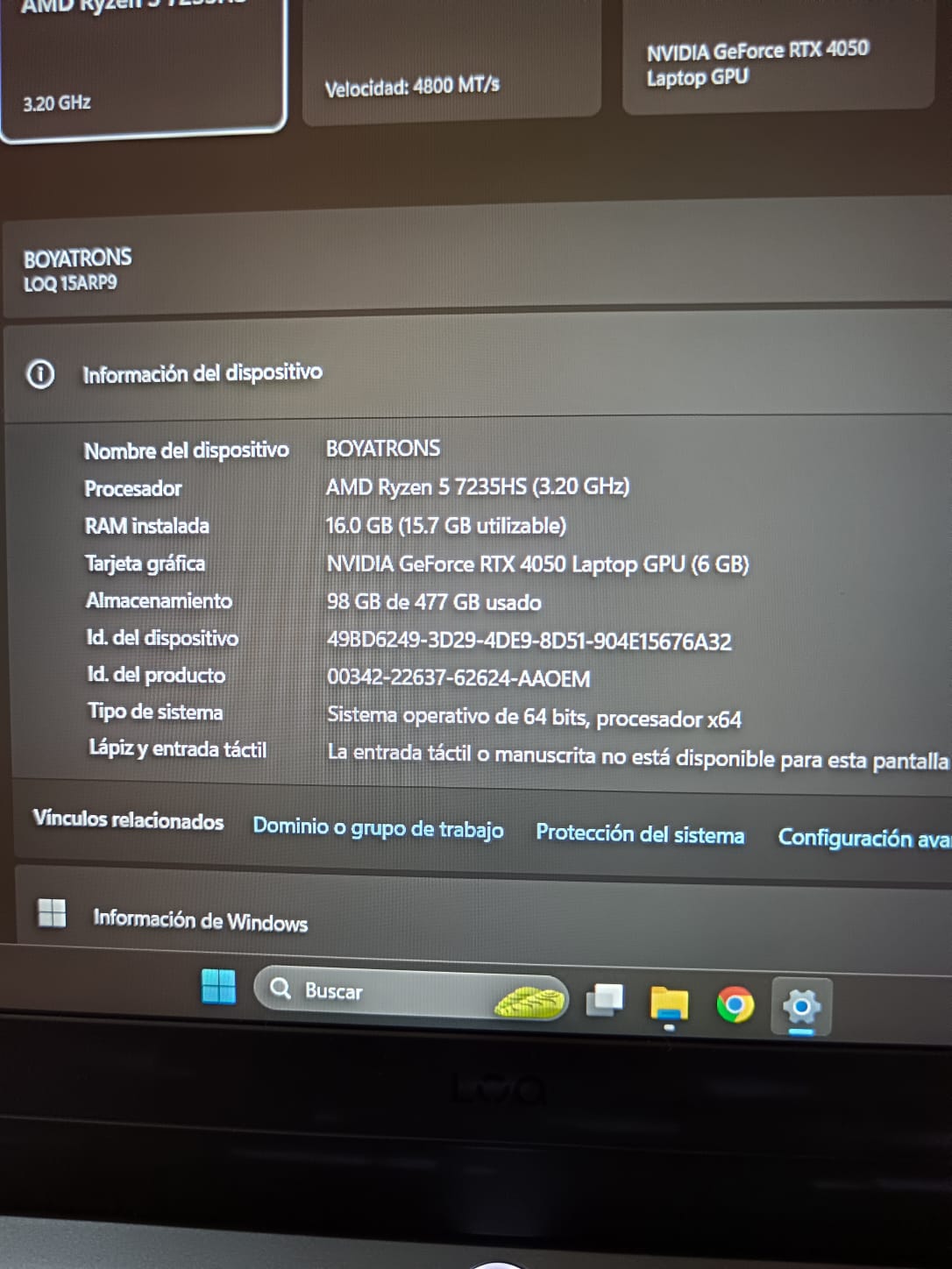 VENDO LAPTOP LENOVO LOQ 15ARP9 GAMER NUEVA MENOS DE UNA SEMANA DE USO  Foto 7315662-4.jpg