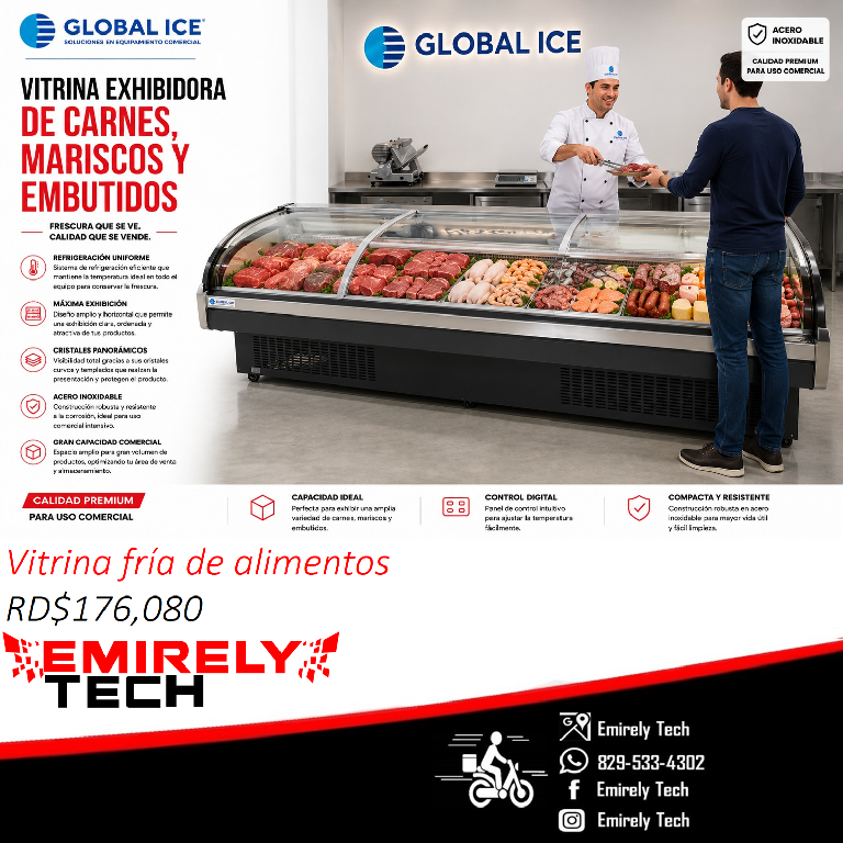 Vitrina fria para alimentos vritrina exhibidora fria para carnes alime Foto 7315720-1.jpg