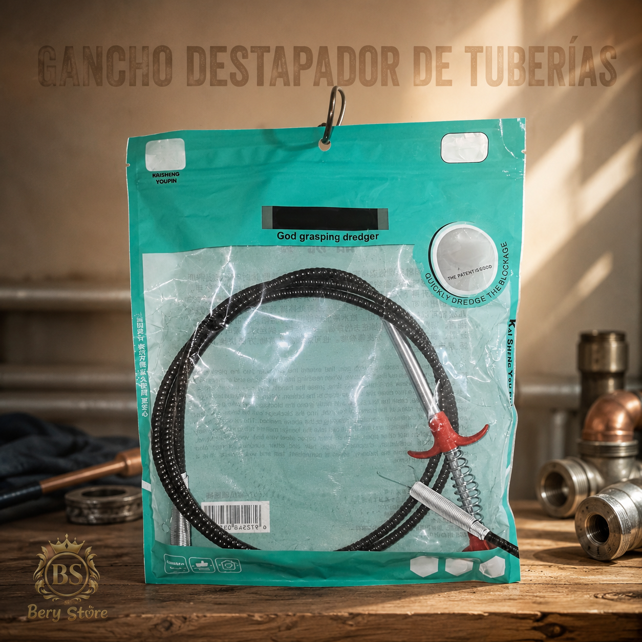 Gancho Destapador de Tuberías Flexible para Desages con Extracción de  Foto 7315723-6.jpg