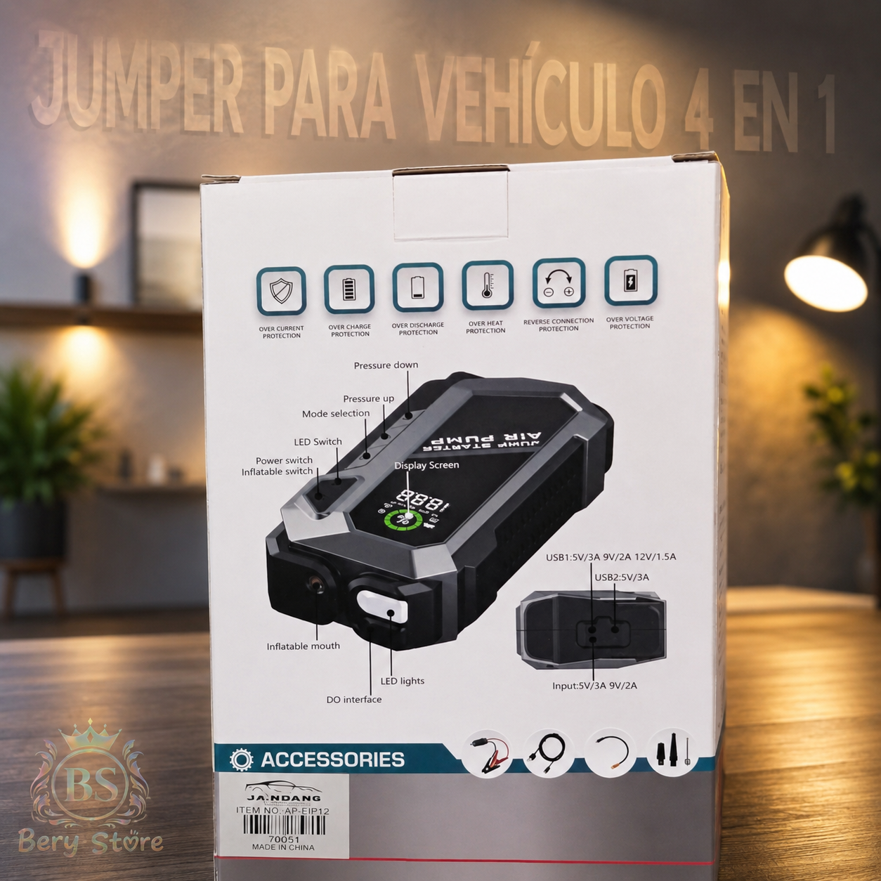 Jumper para vehículo 4 en 1 con compresor de aire linterna y power ban Foto 7315757-12.jpg