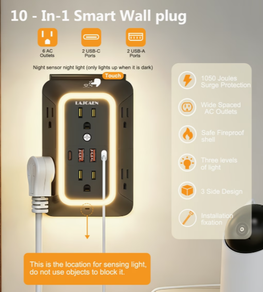 Toma Corriente Regleta puerto USB Type-C con Luz AC input/output Foto 7318146-4.jpg