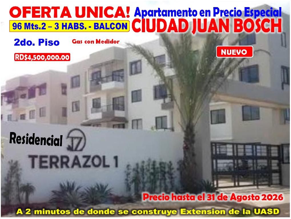 OPORTUNIDAD UNICA! Apto precio Especial en CIUDAD JUAN BOSH 3 HABS. PO Foto 7318987-1.jpg