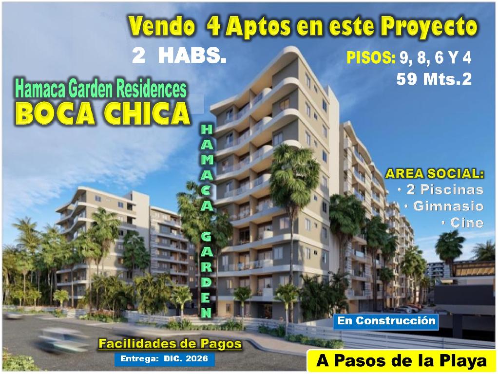 VENDO 4 APTOS EN PROYECTO HAMACA GARDEN RESIDENCES BOCA CHICA 2 HABS.  Foto 7320726-1.jpg