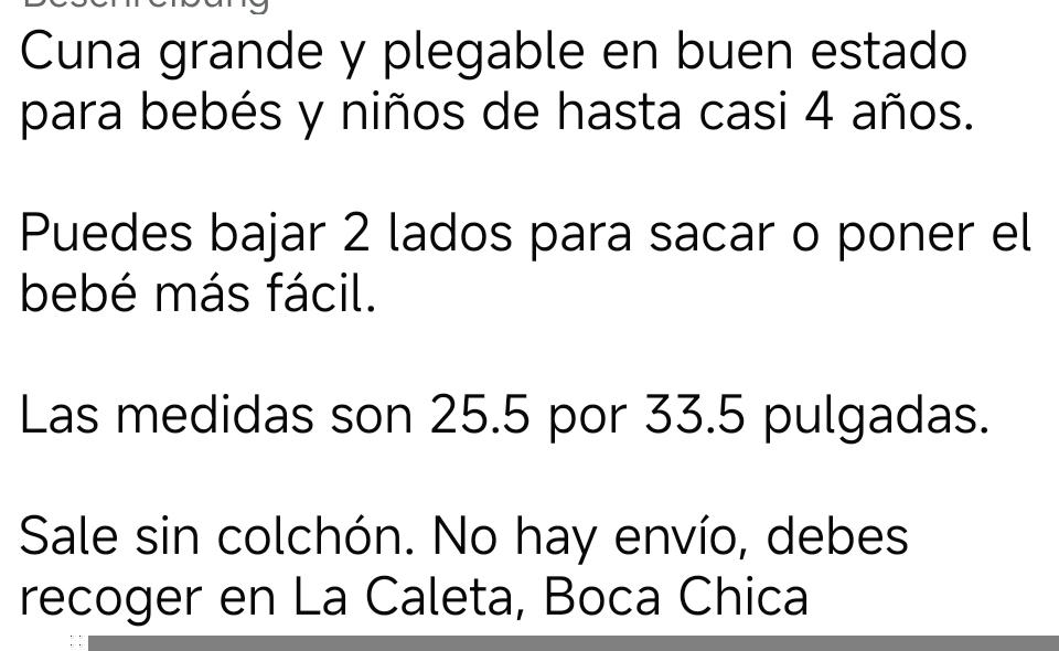 Cuna grande y plegable de madera en Boca Chica no envío Foto 7323137-3.jpg