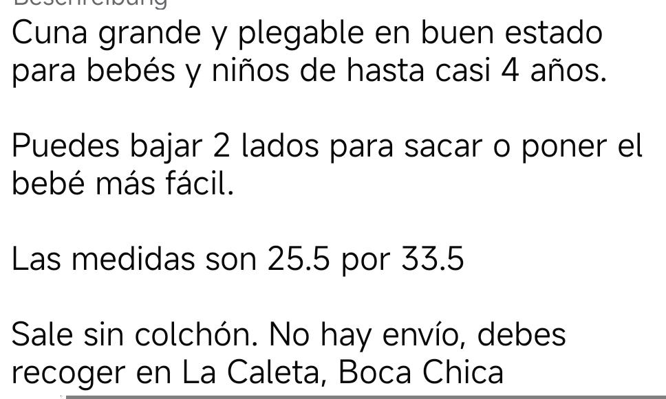 Cuna grande y plegable de madera en Boca Chica no envío Foto 7323139-2.jpg