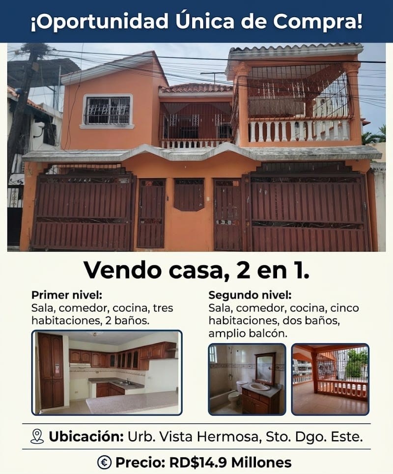 VENDO CASAS 2 EN 1 UN MISMO TITULO. URB. VISTA HERMOSA STO. DGO. ESTE. Foto 7324077-10.jpg