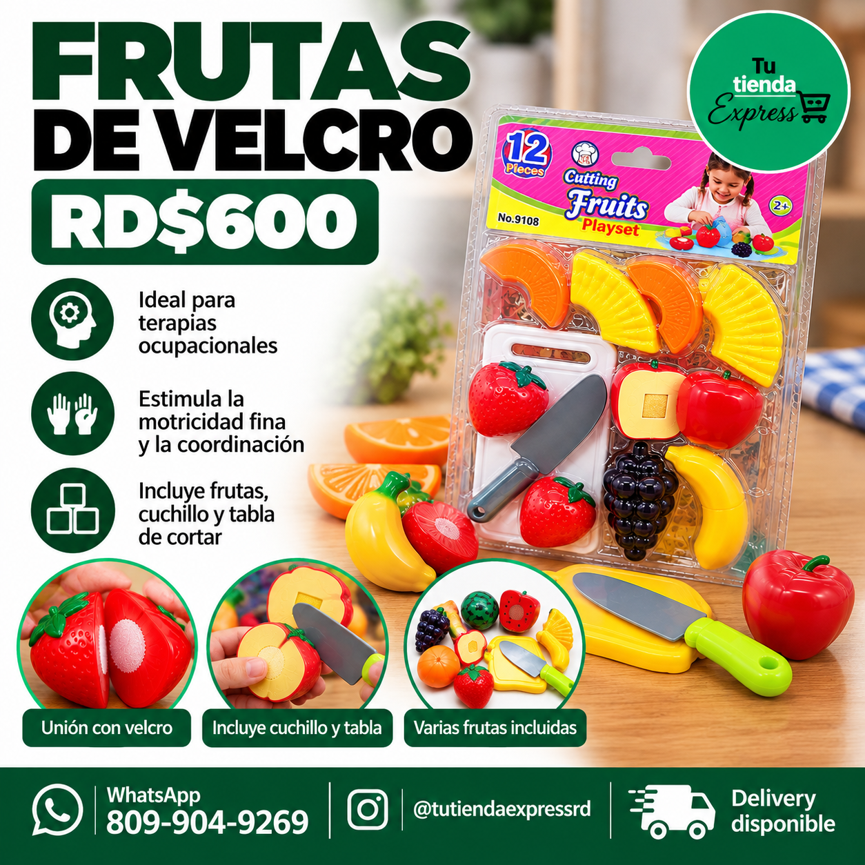 Juego Educativo de Frutas para Cortar con Velcro – 12 Piezas Foto 7324661-1.jpg