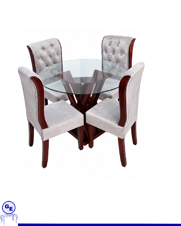 Juego de comedor de cuatro sillas tapizado gris y color caoba  Foto 7324698-1.jpg